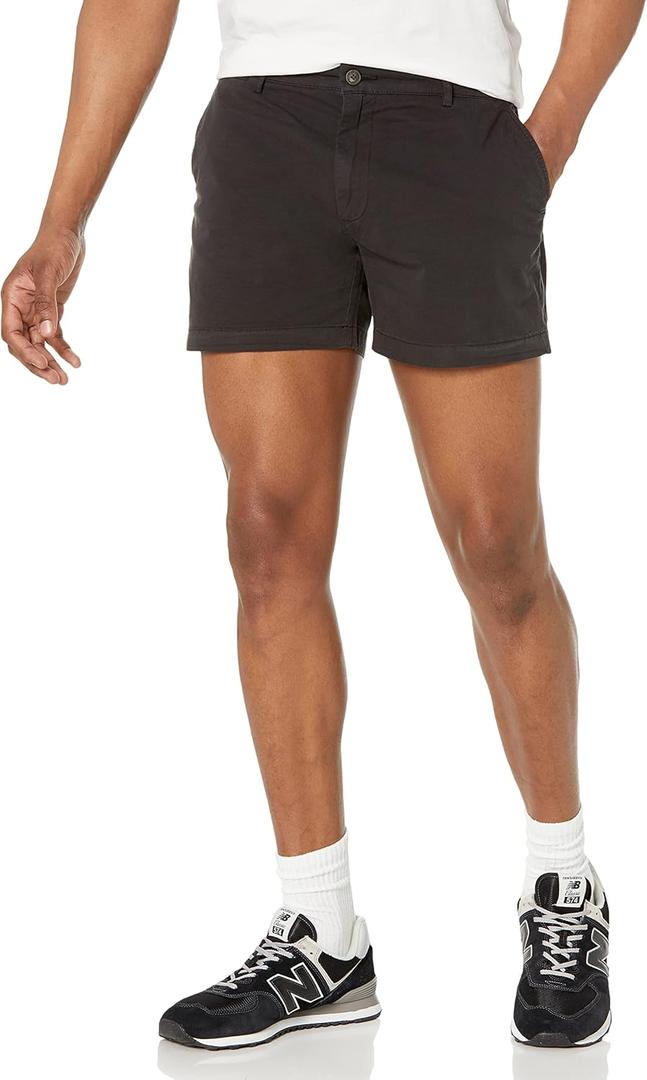 Men's Slim-Fit 5" Flat-Front Comfort Stretch Chino Short (Previously Goodthreads) (34, Black)
