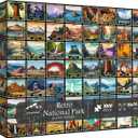 PICKFORU Vintage National Parks Puzzles for Adults 1000 Pieces and up, Retro National Park Poster Puzzle Collects Yellowstone Yosemite Zion Glacier, National Geographic Jigsaw Puzzles as Home Decor