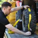Heavy Duty Vehicle Tie Down Kit - 10,000lb Break Strength - Use for Car, Truck, UTV - (4) Premium 2" x 10' Ratchet Straps with Rubber Blocks Wheel Tie Down Straps(Yellow)