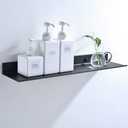 Black Metal Wall Mounted Floating Shelves Ledge,Space Saving Rustproof Aluminum Bathroom Shelf Wall Mount Shelving Extra Strong Floating Shelves Storage Rack(30CM,Pack of 1pcs)