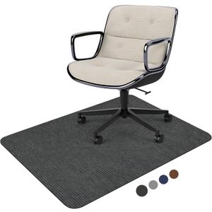 Placoot Desk Chair Mat for Hardwood Floor Corduroy Surface 55''x35'' Office Chair Mat for Rolling Chairs, Under Desk Low-Pile Office Rug Floor Mat (Corduroy Dark Grey)