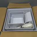 8 Pcs White Buffet Risers with Mini Table Sign, Serving Tongs, Acrylic Food Risers for Buffet Table Display Stand Shelf for Party Catering Dessert Jewelry Collectibles (Size 9" 8" 7" 6" 5" 5" 4" 4")