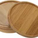 PATIKIL Plant Pot Saucer, 4 Pack 5 Inch OD Bamboo Round Flower Drip Tray for Indoors (13cm)