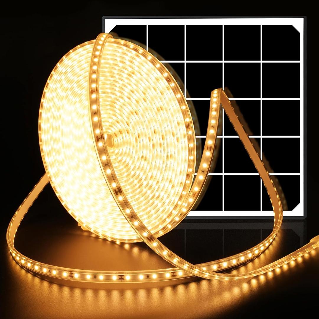 Lightonight Solar LED Strip Lights,32.8FT 6000mAh Large Capacity Solar String Lights for Outside,IP68 Waterproof Solar Rope Light with Remote for House,Garden,Balcony,Pool,Tree Decorations,Warm White