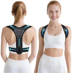 Posture Corrector for Women and Men, Upgraded Comfortable Upper Back Brace with Shoulder Pads & 3D Pad, Adjustable Back Straightener Support for Back, Shoulder and Neck (Black-M)