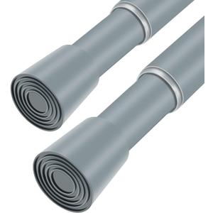 Silver Grey Adjustable Shower Curtain Rod 28-64 Inches 2 pc, 7/8" Diameter Anti-slip Heavy Duty Tension Spring Curtain Rod No Drill for Windows Bathroom Kitchen Closet Doorway