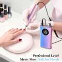 Electric Nail Drill File Professional 45000 RPM, Melodly Rechargeable Electric Nail File Machine Kit for Acrylic Gel Nails Polishing Removing, Portable Cordless Efile with Gold Bits Kit at Salon Home