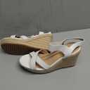 mikarka Women's Open Toe Espadrilles Wedge Sandal Slip On Elastic Ankle Strap Platform Sandals Dressy Comfortable Wedges Shoe Size 9