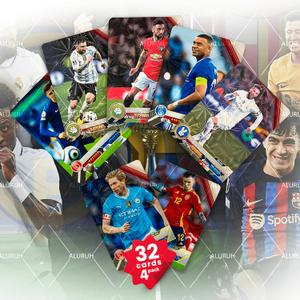 Euro Soccer Trading Cards 2024-25 | 4 Packs - 32 Collectible Football Cards for Fans & Players | Soccer Legendary Cards Packs Random Cards in Each Set | Fun & Collectible for All  Not Original