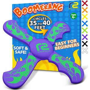 Foam Boomerang - Fun Valentines Day Gift for Kids All Ages - Easy to Use, Soft & Safe - 2026 Top Valentines Toy - Indoor Outdoor Toys For Kids Ages 3 4 5 6 7 8 9 10 11 12 + Year Old Gifts for Girls (Purple)