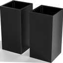 Tall Metal Cube Planter for Outdoor Plants 15" L x 15" W x 30" H 2 Pack, Heavy Duty Steel Planter Box with Removable Insert Shelf, Rectangular Planters for Porch, Garden, Yard, Hotel (Black)