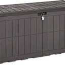 YITAHOME 134 Gallon Large Deck Box | Waterproof Resin Outdoor Storage Box with Lock, Doubles as 2-Person Bench Seating for Patio Furniture Cushions,Garden Tools &