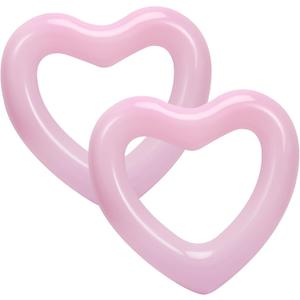 HeySplash Heart Pool Float, Heart Shaped Summer Swimming Pool Float Loungers Tube Ring Floatie, Water Fun Beach Party Toys for Adults, 2 Pack, 120 cm Diameter - Pink