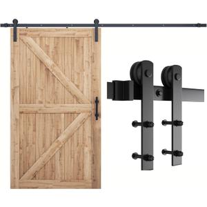 SMARTSTANDARD 9ft Barn Door Hardware kit, Barn Door Track, Sliding Door Hardware kit, Smoothly and Quietly -Heavy Duty Sturdy -Easy to Install, Fit 54" Wide Door Panel (I Shape Hanger)