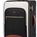 LOVEVOOK Carry On Luggage 28x19x12 Airline Approved, 24 Inch Softside Suitcases with Wheels, Lightweight Spinner Carry on Suitcase with TSA Lock, Water-Resistant Large Capacity Luggage for Travel (Black-White-Chestnut)