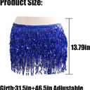 Cubahop Boho Sequin Belly Dance Skirt Hip Belt Tassel Skirt Hip Wrap Scarf Rave Music Festival Costume for Women Girls
