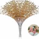 XINHUIDALSQ 100Pcs Pearl Bouquet Party Decoration Pearl String Beaded Garland  4mm Beads Garlands for Christmas Decoration Wedding Mother's Day Party Decoration, Christmas Floral Picks(Gold)