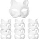 STOBOK 10pcs Blank Paper Mask Diy Adult Printable Masquerade Mask Blank Cat s Craft Face s Faces Paintable s Cats Furry Plain Animal Paintable White (White)