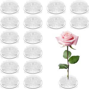 16 Pcs Clear Plastic Flower Frog, 2.75 Inch Floral Arrangement Pin Holder with Suction Cups for Vase, Ikebana, Wedding and Home Decoration