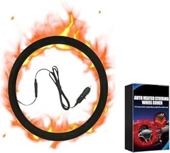 Heated Steering Wheel Cover, Car Steering Wheel Heater, Winter, OD 14.515 Inch, Suitable for Standard Size Cars, Trucks, Vans, SUVs (1 Set)