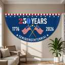 US Patriotic Bunting Flag 6x3 Ft, American semiquincentennial anniversary, Half fan flag Half Circle Banner - Fade Resistant Patriotic Decor for 250th 4th of July, Independence Day, Memorial Day | Indoor Outdoor Porch Wall Use