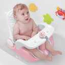 BabyBond Baby Bath Seat with Sitting & Lying 2 Modes, 3-Speed Adjustment, Powerful Suction Cups, Infant Bathtub Chair with Soft and Comfortable Towel, Folding and Hanging