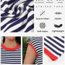 Cap Sleeve Tops for Women Summer Striped Short Sleeve Sweater Top Crew Neck Sleeveless Vest Spring Going Out Shirts (S)