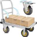 Foldable Platform Truck Push Dolly Heavy Duty 2000 lb. Weight Capacity with Brake and 6" 360 Degree Swivel Wheels