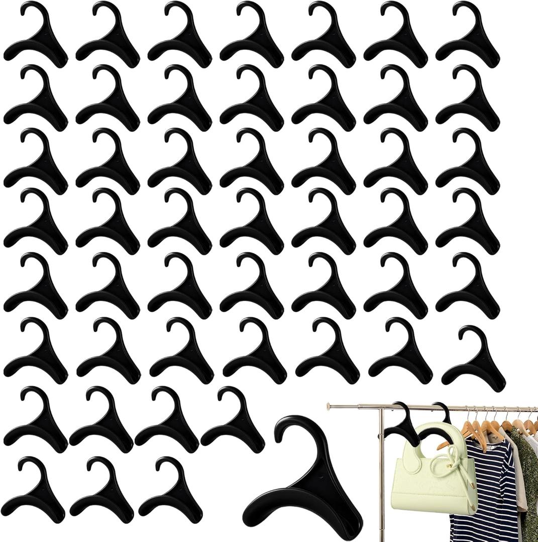 MOSIOBERDAVIAN 50 Pcs Bag Hanger,Purse Holder for Closet Black Backpack Hanger Hook for Closet Organizer Storage Purses Tote Bag Backpacks Handbags Satchels (Black)