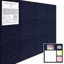 Large Cork Board 48"x36", 12 Pack Felt Bulletin Board for Walls Cork Boards Tiles with Sticky Notes, Push Pins & Clips,Tack Board for Office Home Deep Blue