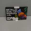 ARTISTRO 24 Metallic Dual-Tip Acrylic Paint Markers for Rock, Canvas, Glass, Wood, & More Fine + Dot Tips