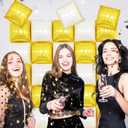 White and Gold Square Foil Balloon Wall,19 Inches Double Sided Square Balloons Tunnel Arch Kit for Boho Birthday,Baby Shower,Wedding,Anniversary Party Background Decorations