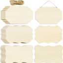 FSWCCK 24 Pieces Unfinished Hanging Wood Sign Blank with Ropes, Rectangle Blank Wood Sign Plain Hanging Craft Door Signs Wall Art Farmhouse Wooden Sign for Door Wall Art Decoration (3 Style)