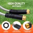 Garden Hose 25FT Stainless Steel Water Hose with 10 Functions Adjustable Spray Nozzle, Heavy-Duty Metal Garden Hose Flexible Durable No-Tangle & Kink Leak Dog Proof Hose for Yard Lawn(Orange)