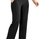 Walifrey Wide Leg Yoga Pants for Women, Loose Stretch Sweatpants with Pockets Casual Lounge, Black, XXL