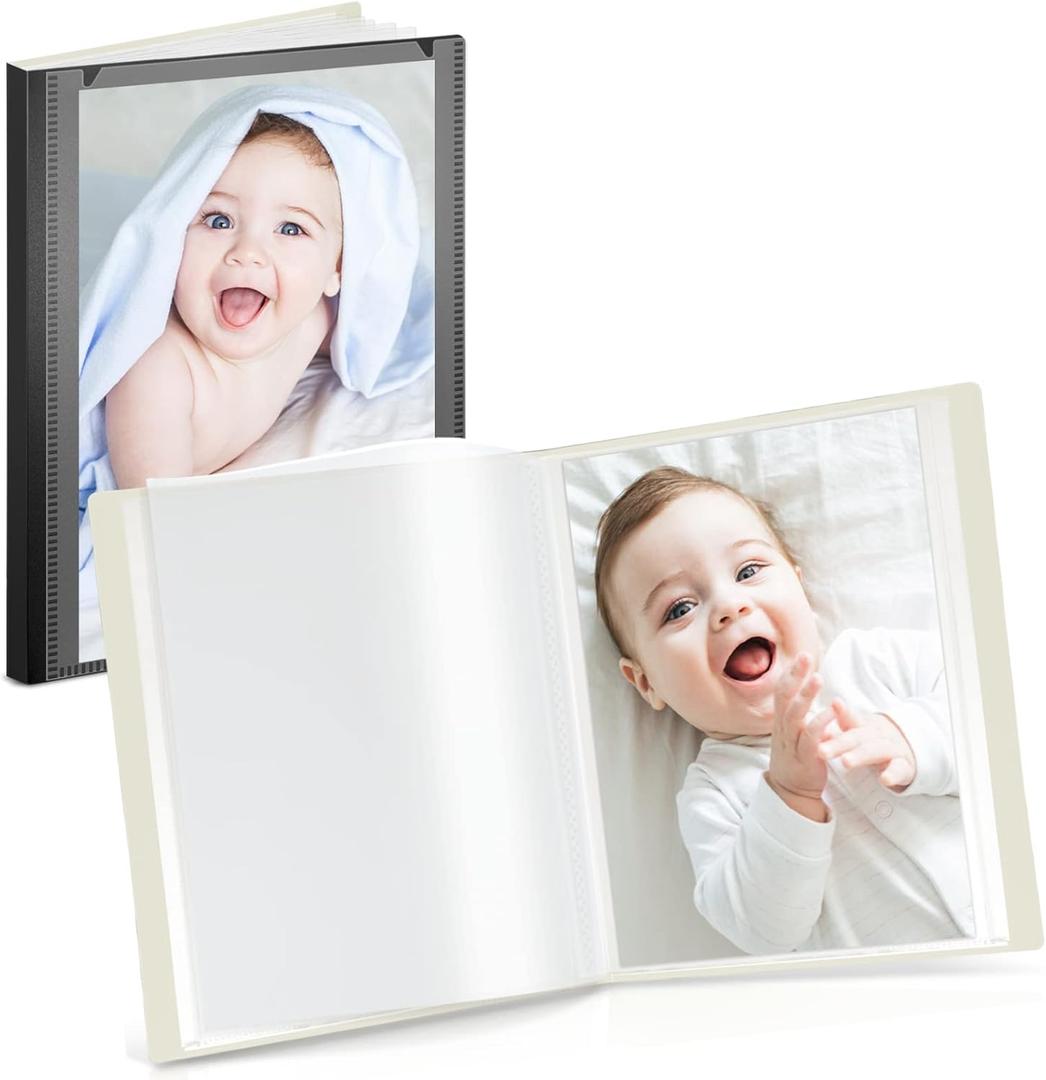 CRANBURY Small Photo Binder 4x6 (Black), 2-Pack 4 x 6 Photo Book, 24 Pockets Shows 48 Pictures, Mini Plastic Picture Album Presentation Binder with Customizable Cover