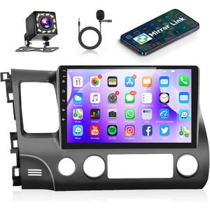 Podofo for Honda Civic 2006 2007 2008 2009 2010 2011 Car Stereo Radio 10.1 inch Android Touch Screen Bluetooth Car Radio Audio with GPS Navigation WiFi Mirror Link EQ FM/RDS Backup Camera