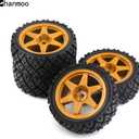 1/10 RC On Road Tires Rubber Rally Tyres and Wheels Rims 12mm Hex for 1/10 Scale RC Racing Drift Car HPI KYOSHO Tamiya XV01 XV02 TA06 TT01 TT02 PTG2 144001 A959 4PCS
