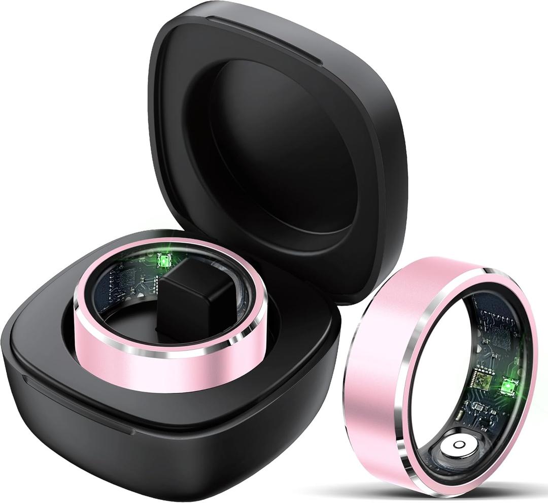 Smart Ring Sleep Tracker Heart Rate Monitor TikTok Control Fitness Tracker Blood Pressure Blood Oxygen Pedometer Step Counter Waterproof Health Smart Ring for Women Men (Pink)