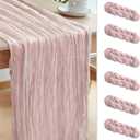 Le courant 6pcs 10Ft Cheesecloth Table Runner, Rustic Boho Gauze Cheese Cloth Runner Table Runner for Weddings Bridal Baby Shower Birthday Holiday Parties Home Decor, Dusty Pink