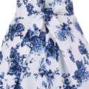Girstunm Women's Classic Tea Dress Short Sleeve Swing Cocktail Party Dresses with Pockets (Blue, M)