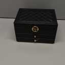 GUOER Jewelry Box for Women Girl Wife 3 Layers Large PU Leather Jewelry Organizer Storage Case with Two drawers Display for Earrings Bracelets Rings Watches (Black)