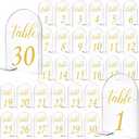 30 Sets Arch Acrylic Sign Gold Printed 1-30 Table Signs with Stands Calligraphy Clear Table Number Display Stand for Wedding Reception Event Party Restaurant Centerpieces Decor (5 x 7 Inch)