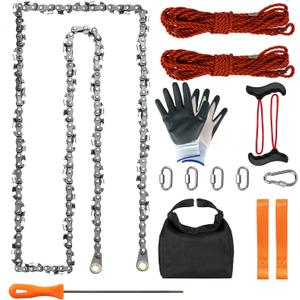 Rope Saw for Tree Limbs, 55 Inch Chain Saw with 70 Sharp Teeth & 46 Feet Ropes Kit, High Limb Pocket Chainsaw