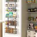 Moforoco 6-Tier Over The Door Pantry Organizer, Pantry Organization and Storage, Black Hanging Basket Cabinet Door Wall Spice Rack Shelves, Home & Kitchen Laundry Room Bathroom Essentials accessories