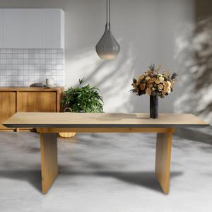 Dining Table for 6 Oak & Black  Modern Table for Kitchen or Office  72"W x 35.4"D x 29.9"H  Nook & Trove Utah