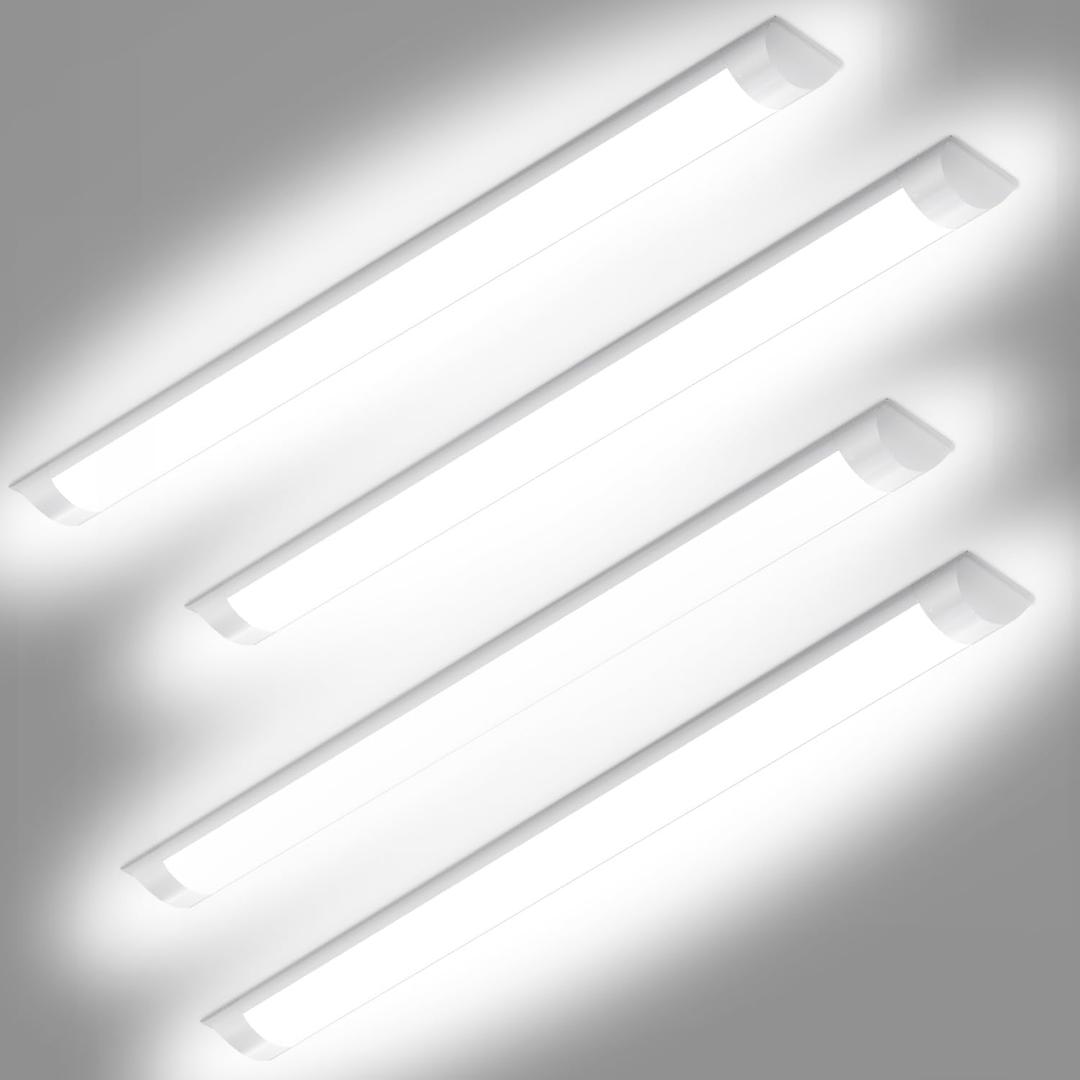 DAKASON 4-Pack 3FT LED Garage Lights Ceiling Mount, 3Foot LED Ceiling Light Fixture Flush Mount 24W 2880lm, Hardwired Flat Panel Light, Tube Light 3/4/5000K Adjustable