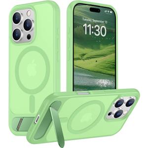 Temdan Magnetic Compatible with iPhone 16 Pro Case, [Built-in Invisible Kickstand][Compatible with MagSafe][Military Grade Shockproof] Slim Translucent Matte Phone Case for iPhone 16 Pro 6.3" (Light Green)