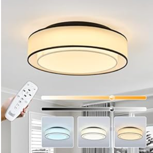 CVKASH Modern Flush Mount Ceiling Light Fixture Drum Chandelier Fabric Shade Close to Ceiling Light for Bedroom Dining Room Hallway Foyer Closet