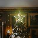 YEAHOME Christmas Tree Topper, Silver Glittered Hollow 5-Point Star Tree Topper for Christmas Tree Decorations, Lighted Wire Star with 20 LED Lights for Christmas Treetop, Xmas Tree Topper with Timer